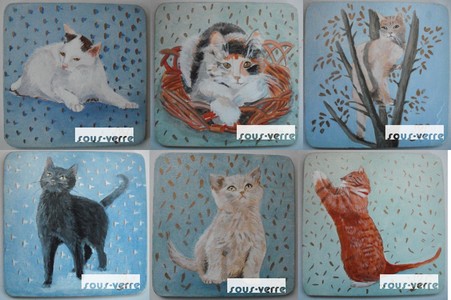 collage sous-verres peints